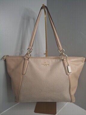 Coach Ava Tote Legacy Jacquard Blush Pink Shoulder Bag F57246